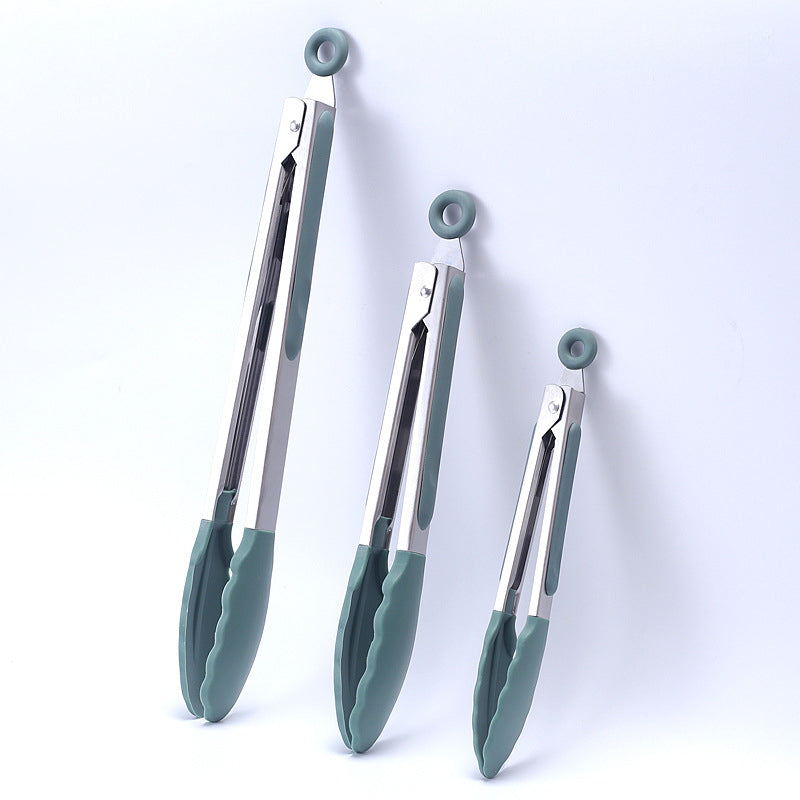 Heat Resistant Kitchen Tongs U-Taste Silicone Cooking Tong With Firm Sealed Non Stick Rubber Tips & Silicon Coated Stainless Steel Handle & Smooth Locking For Serving Salad