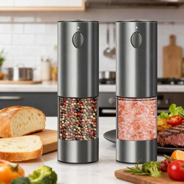 2PCS Electric Salt And Pepper Grinder Set - Battery-powered Spice Grinder, Adjustable For Coarseness, Perfect For Home Kitchens, Durable Plastic, Electric Salt And Pepper Grinder, Automatic Grinder
