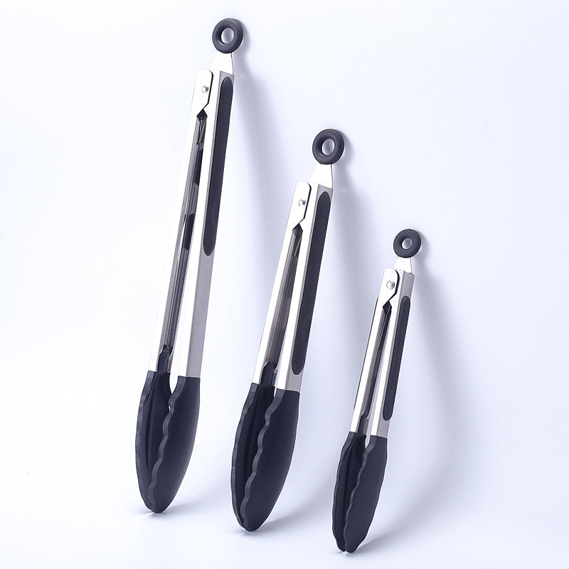 Heat Resistant Kitchen Tongs U-Taste Silicone Cooking Tong With Firm Sealed Non Stick Rubber Tips & Silicon Coated Stainless Steel Handle & Smooth Locking For Serving Salad