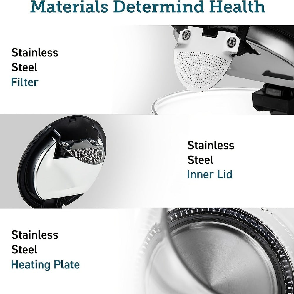 Electric Kettle With Stainless Steel Filter And Inner Lid, 1200W Wide Opening 1.7L Glass Tea Kettle & Hot Water Boiler Black