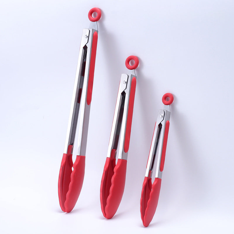 Heat Resistant Kitchen Tongs U-Taste Silicone Cooking Tong With Firm Sealed Non Stick Rubber Tips & Silicon Coated Stainless Steel Handle & Smooth Locking For Serving Salad