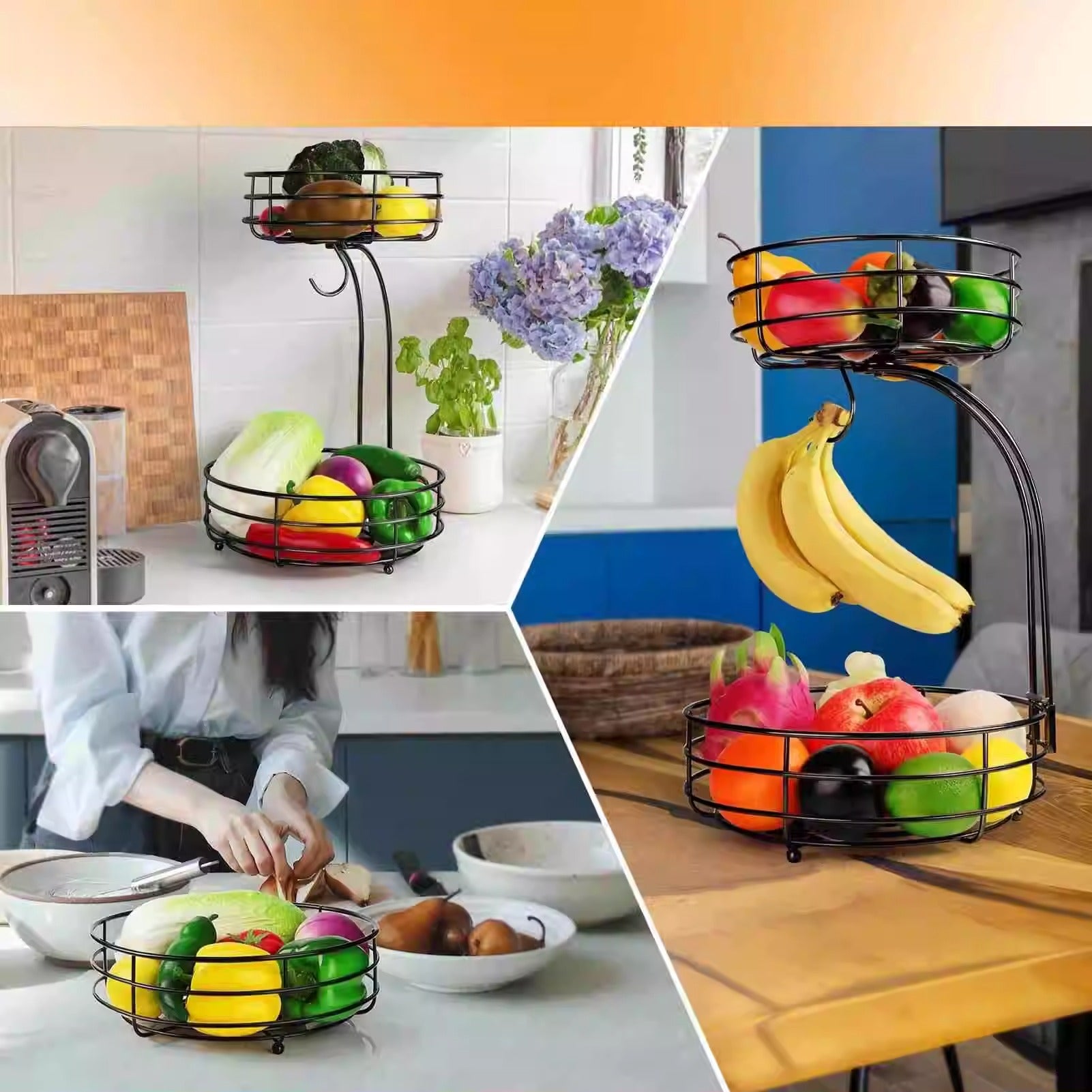 Double-layer Fruit Basket Restaurant Snack Storage Basket